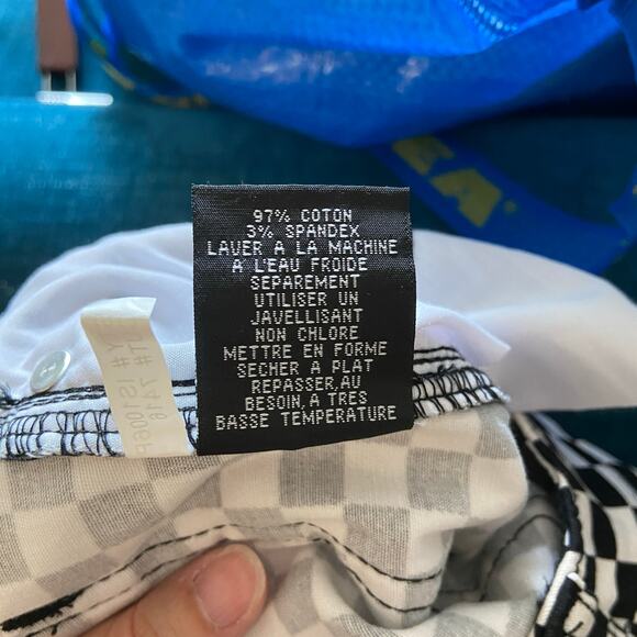 Tripp NYC Daang Goodman Size 1/25 Checkerboard Black & White T Back Skinny Pants - Picture 5 of 11